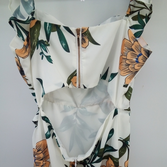 NWOT Anthropologie zhu Tropical Floral Orange Leaves Slit Flowy Dress S - Picture 8 of 16